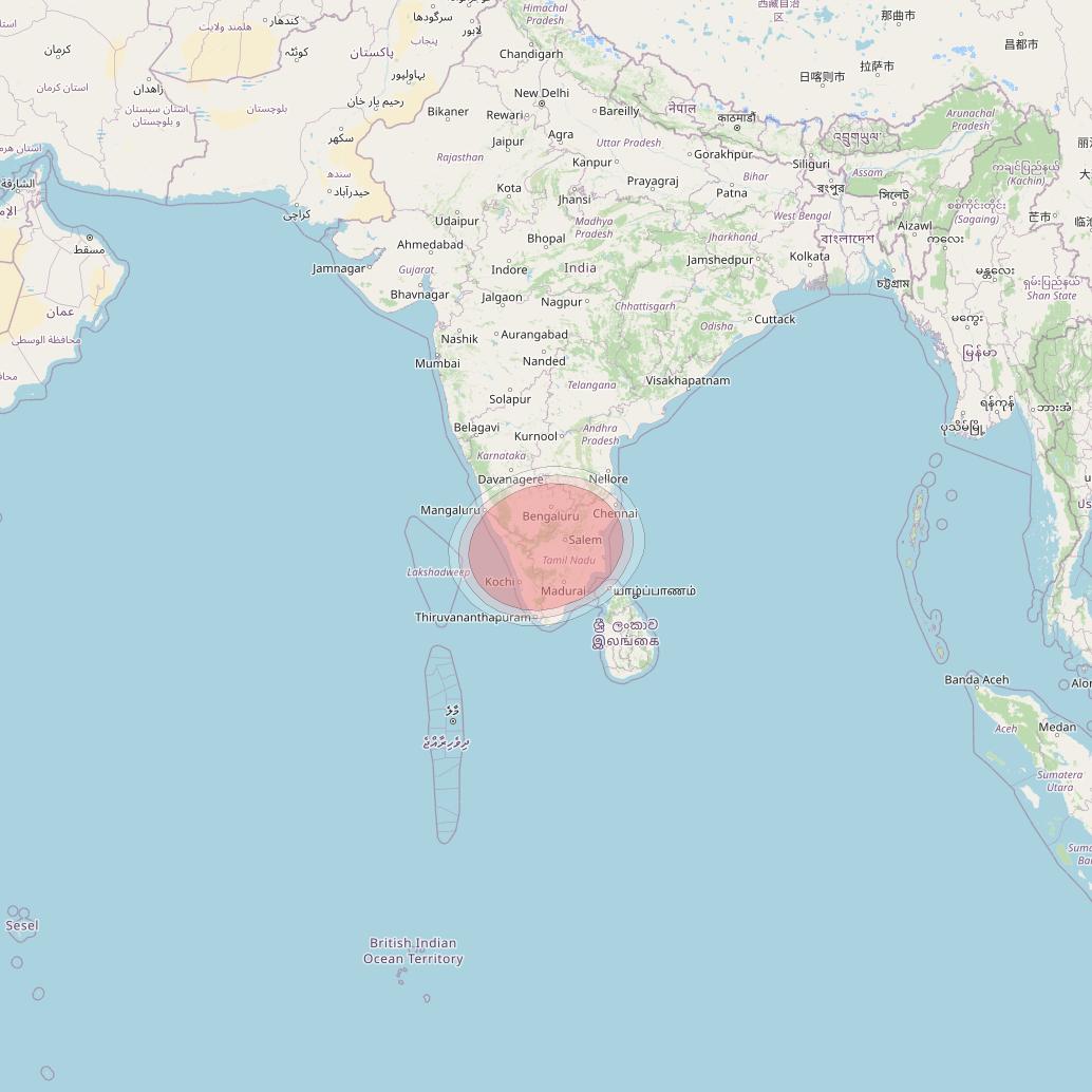 GSAT 19 at 48° E downlink Ku-band S07 Spot beam coverage map