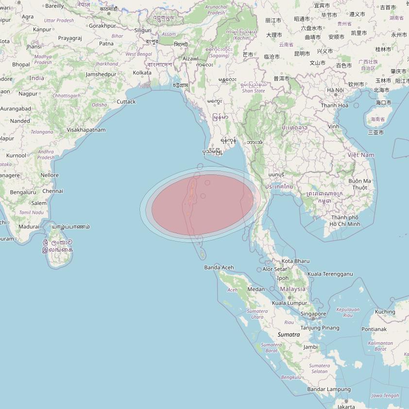 GSAT 19 at 48° E downlink Ku-band S08 Spot beam coverage map