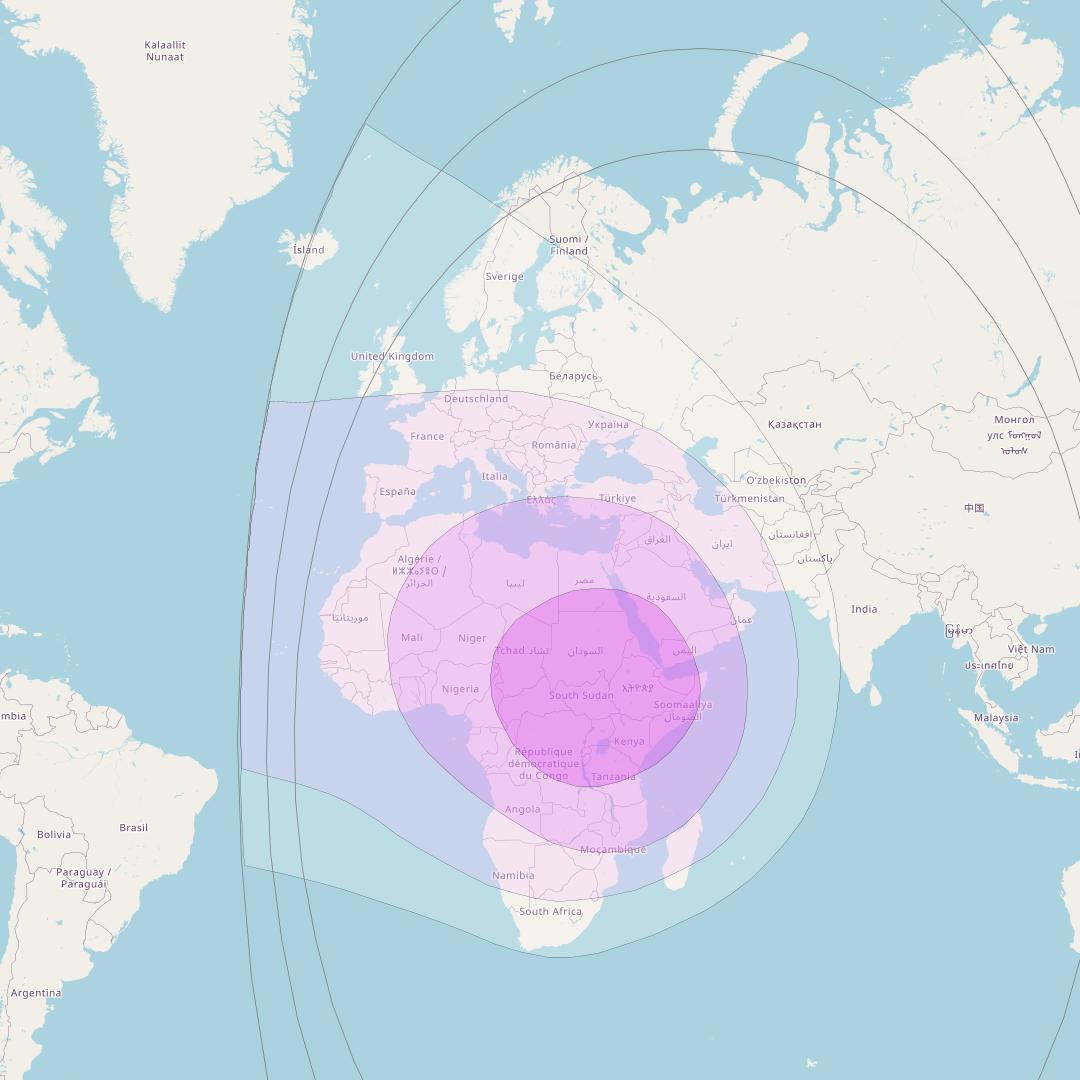 Turksat 4B at 50° E downlink C-band Africa beam coverage map