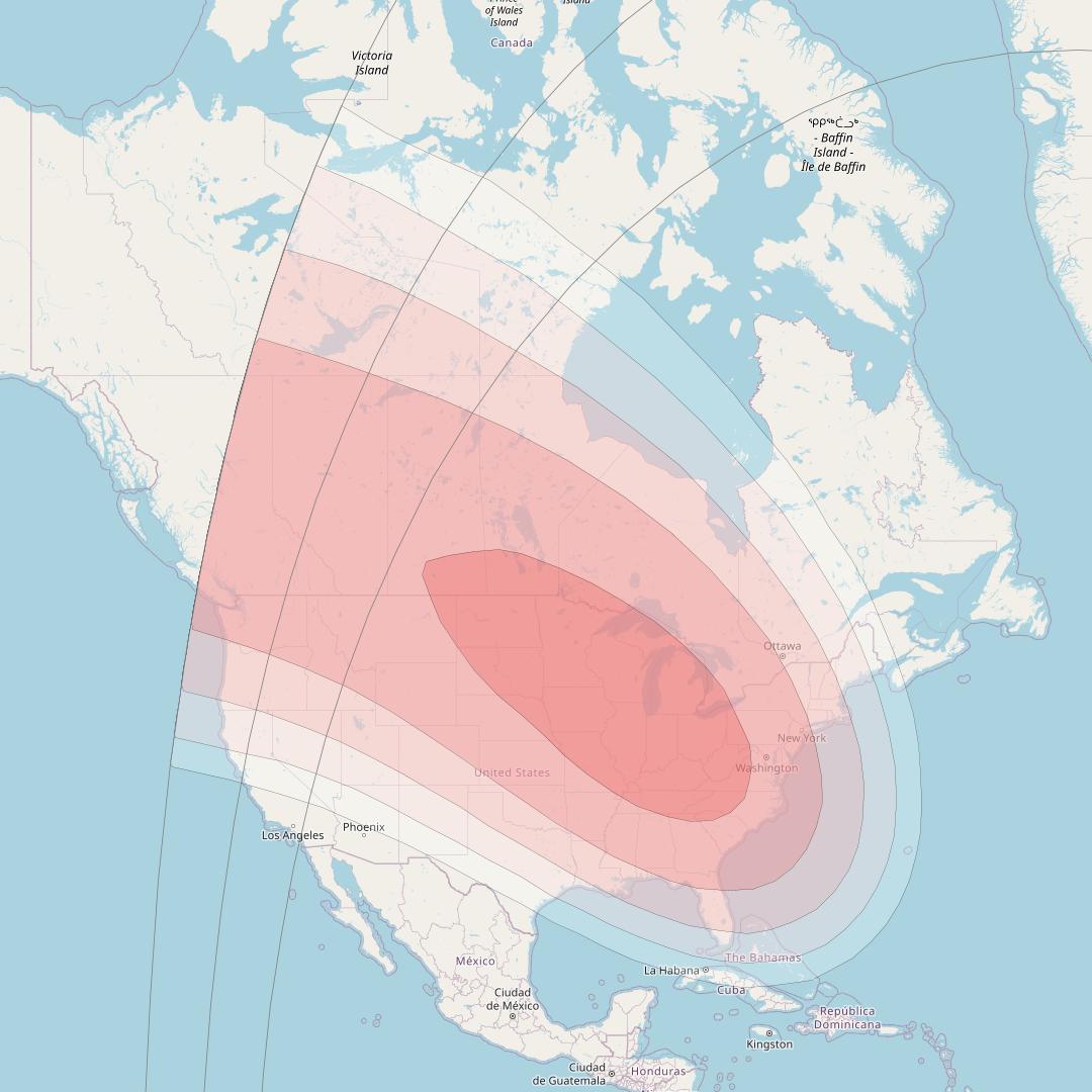 Intelsat 902 at 50° W downlink Ku-band Spot 1 beam coverage map