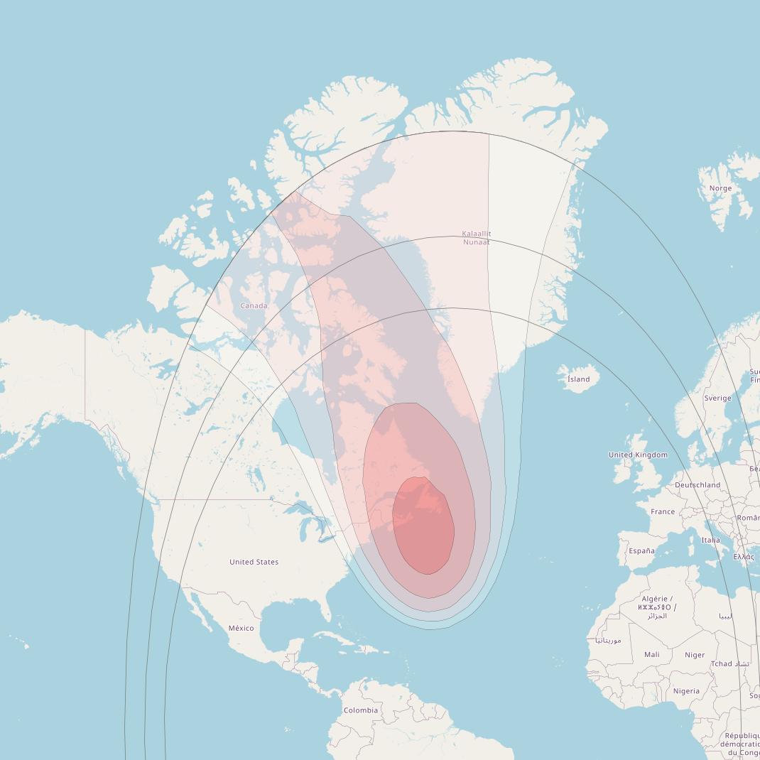 Intelsat 902 at 50° W downlink Ku-band Spot 2 beam coverage map