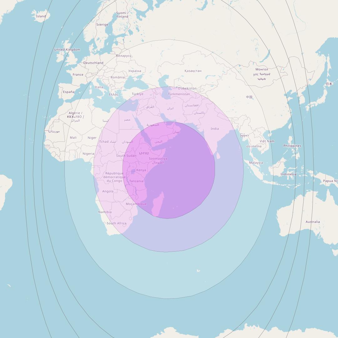 Express AM6 at 53° E downlink C-band Global beam coverage map