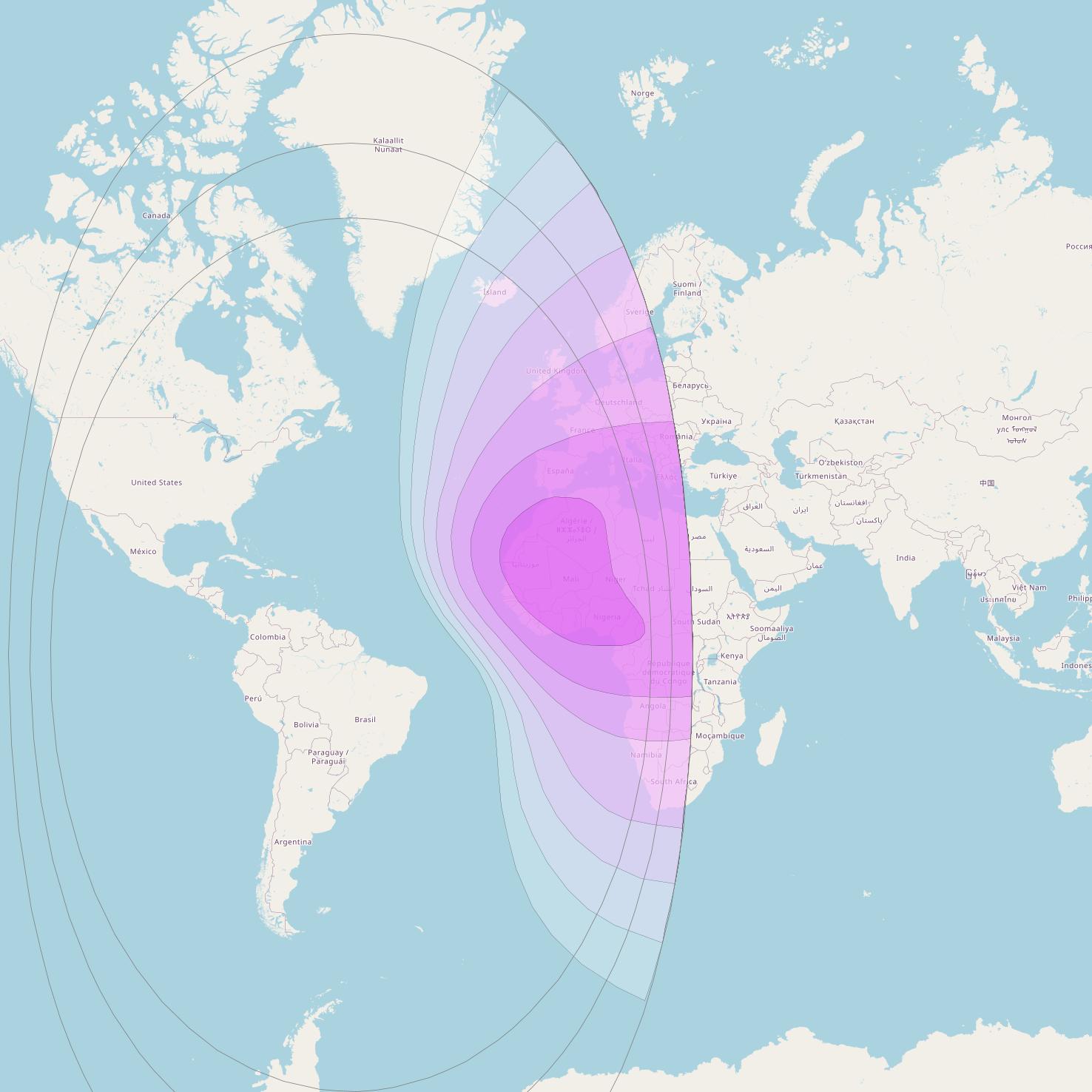 Intelsat 23 at 53° W downlink C-band East Hemi Beam coverage map