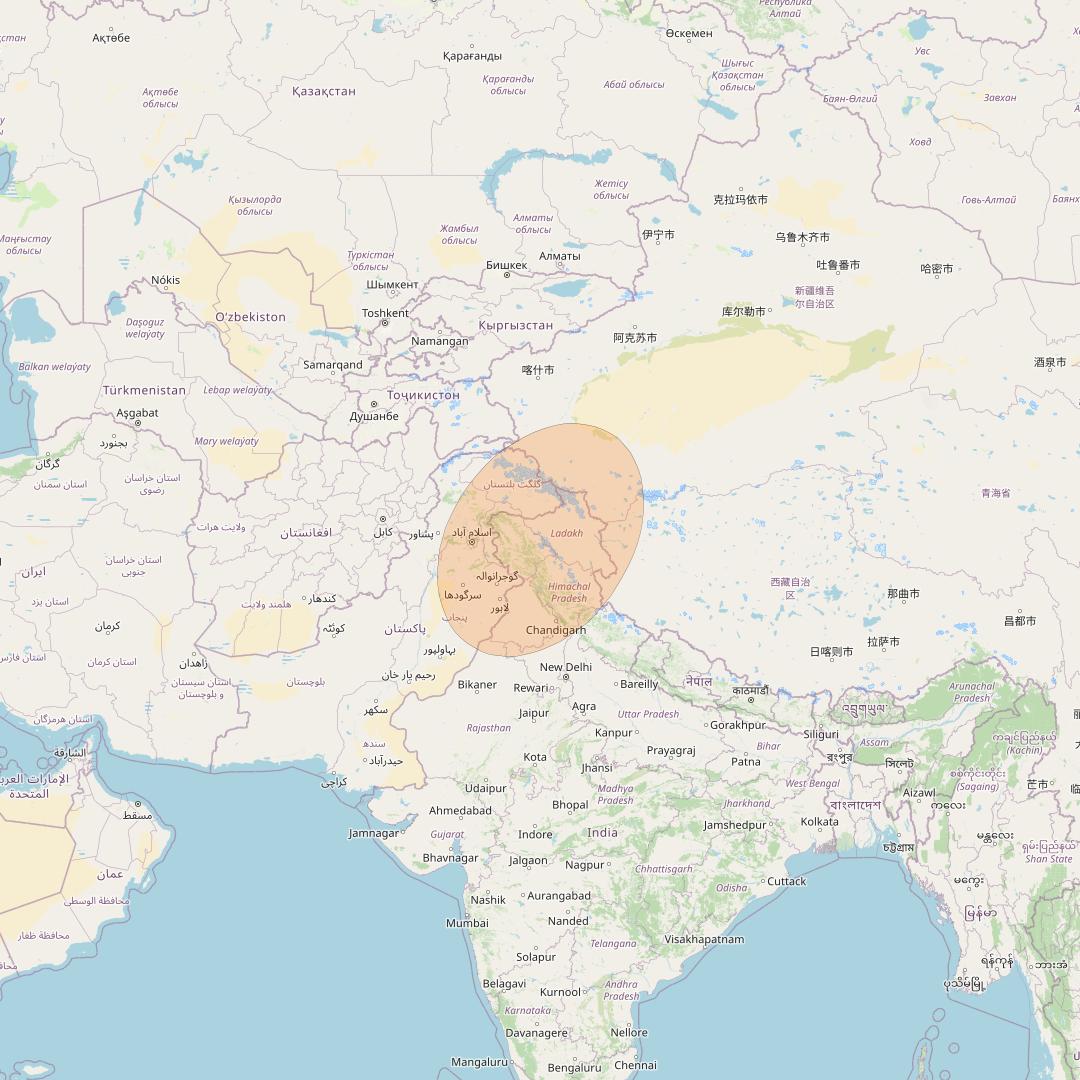 GSAT 29 at 55° E downlink Ka-band User Spot 01 beam coverage map