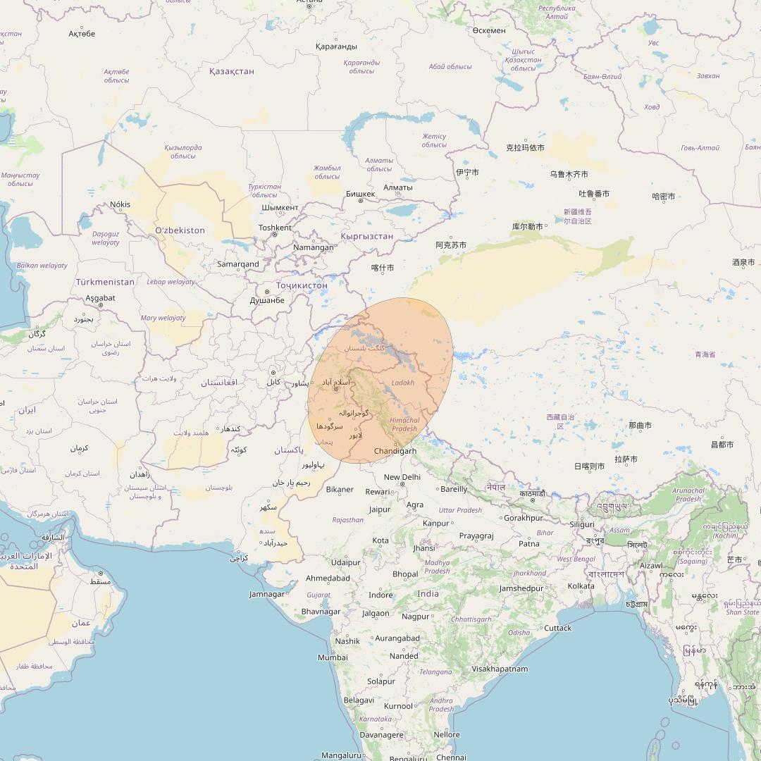 GSAT 29 at 55° E downlink Ka-band User Spot 02 beam coverage map