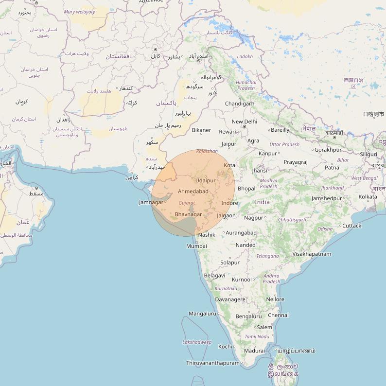 GSAT 29 at 55° E downlink Ka-band User Spot 05 beam coverage map