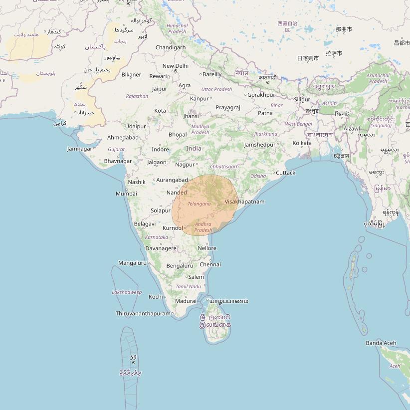 GSAT 29 at 55° E downlink Ka-band Steerable beam coverage map