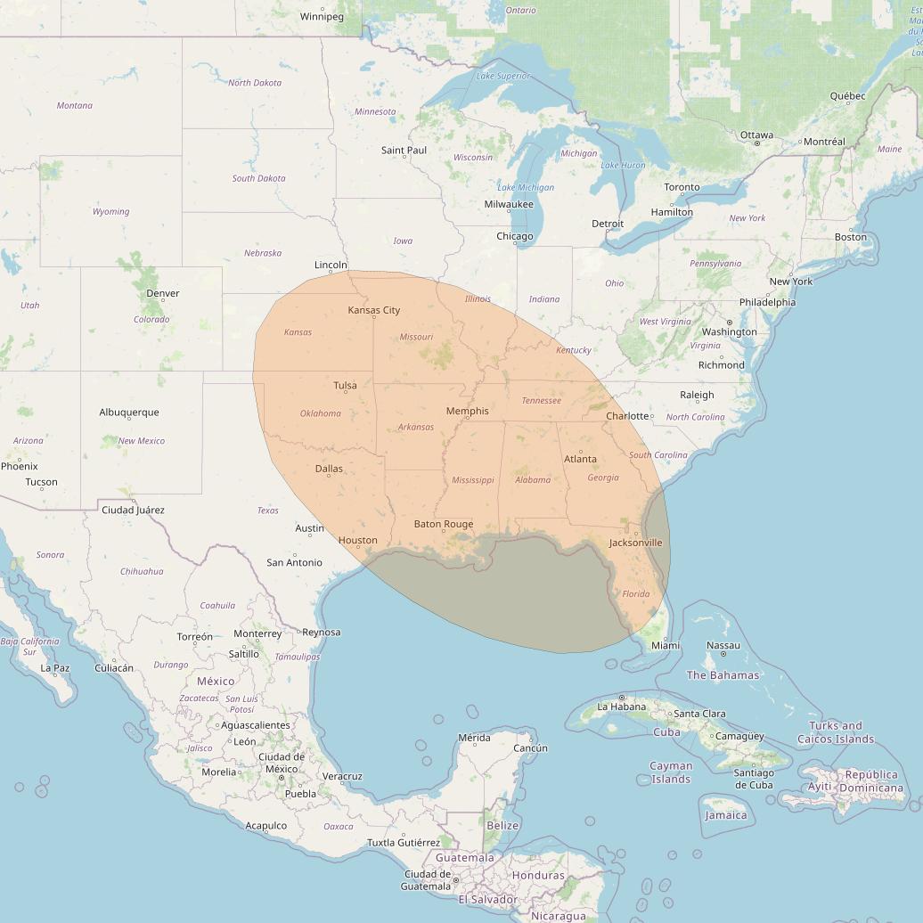 Inmarsat GX2 at 55° W downlink Ka-band S18DL Spot beam coverage map