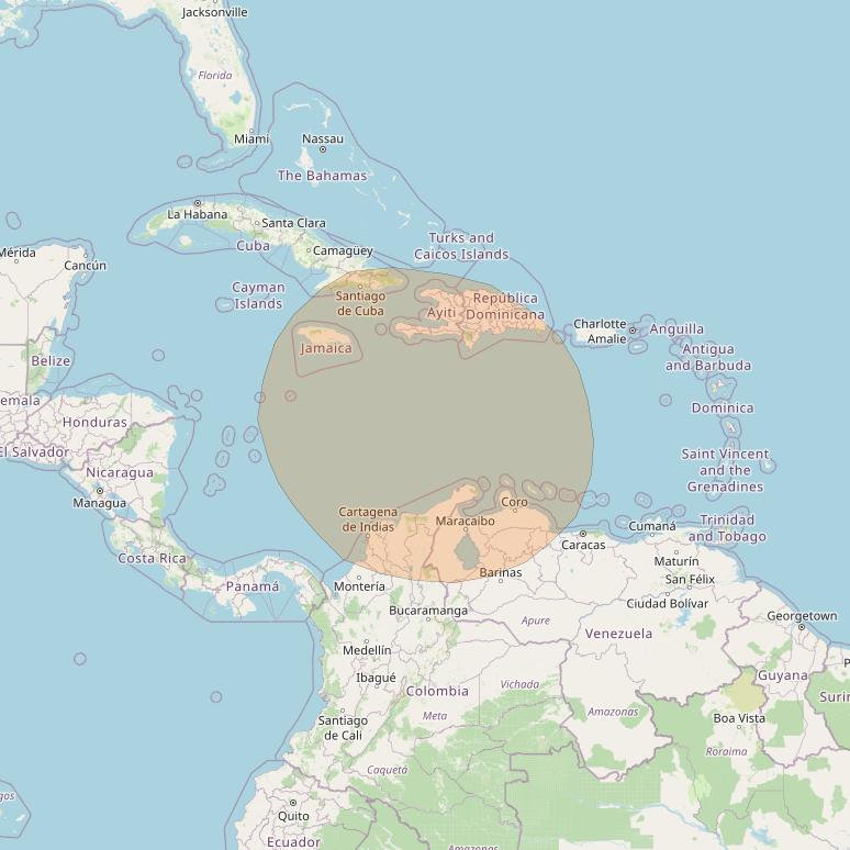 Inmarsat GX2 at 55° W downlink Ka-band S25DL Spot beam coverage map