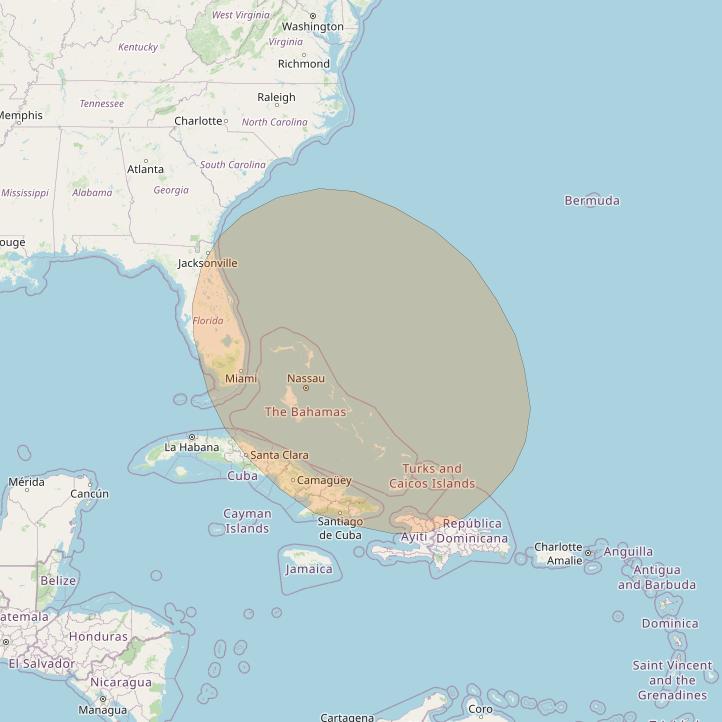 Inmarsat GX2 at 55° W downlink Ka-band S26DL Spot beam coverage map