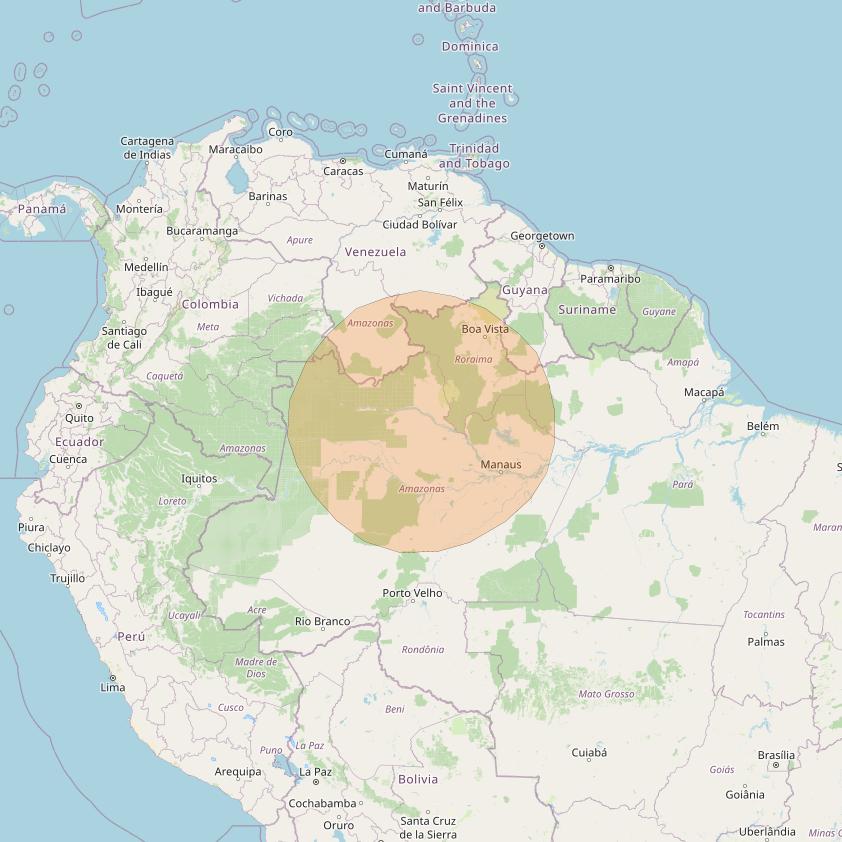 Inmarsat GX2 at 55° W downlink Ka-band S33DL Spot beam coverage map