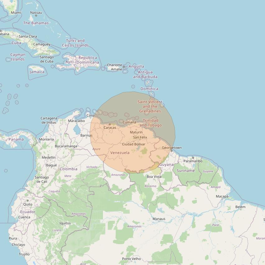 Inmarsat GX2 at 55° W downlink Ka-band S34DL Spot beam coverage map