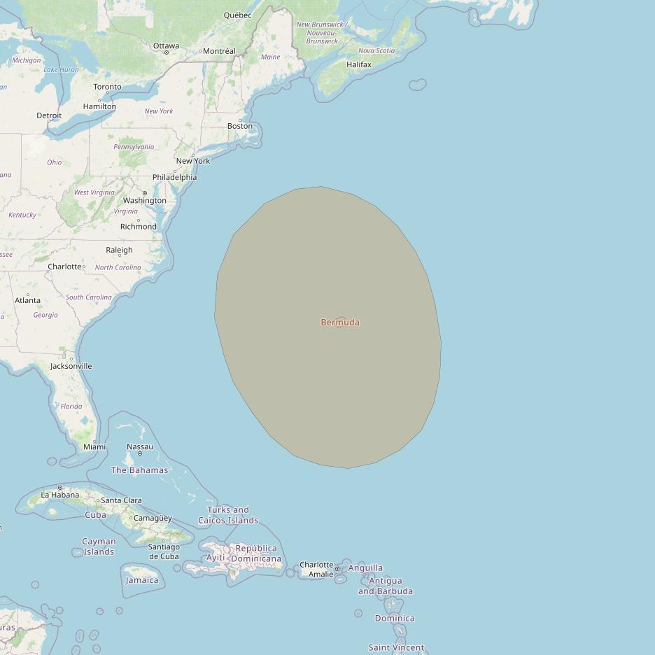 Inmarsat GX2 at 55° W downlink Ka-band S36DL Spot beam coverage map