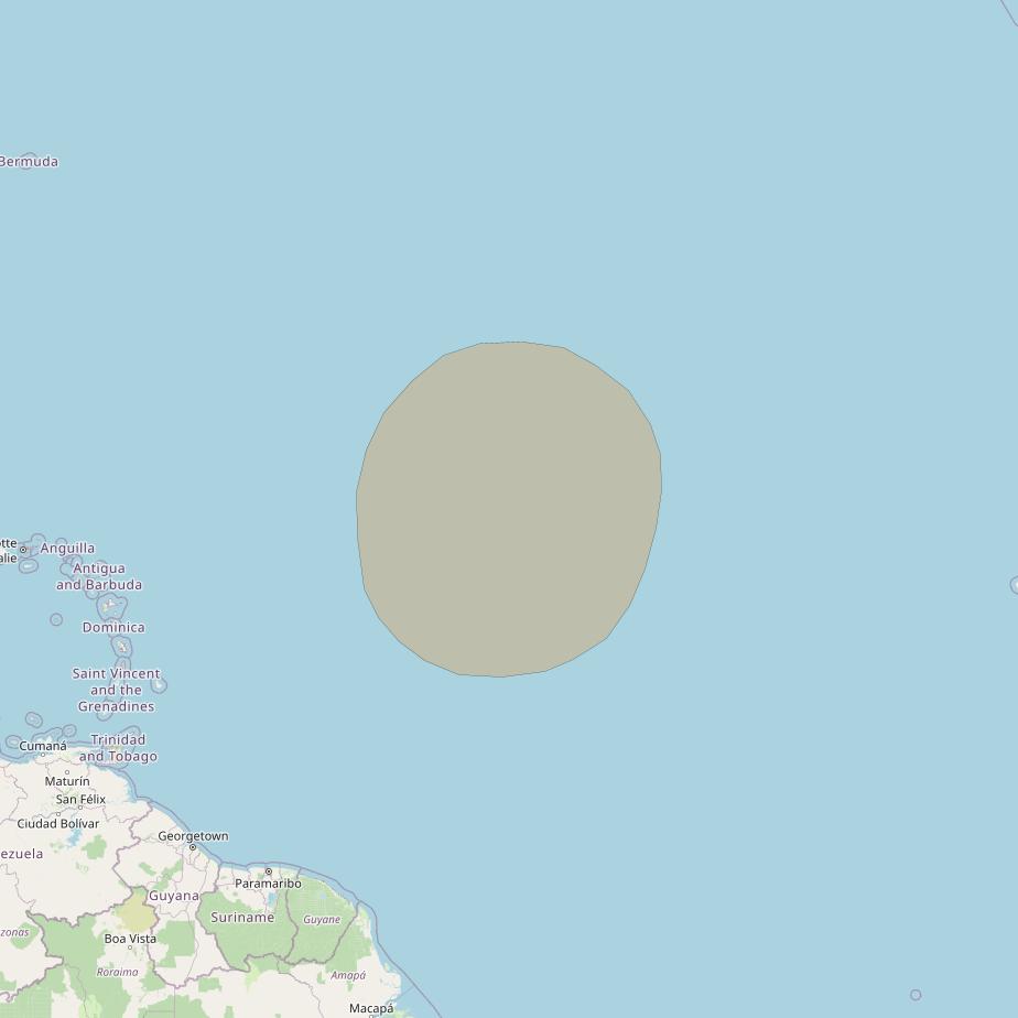 Inmarsat GX2 at 55° W downlink Ka-band S55DL Spot beam coverage map