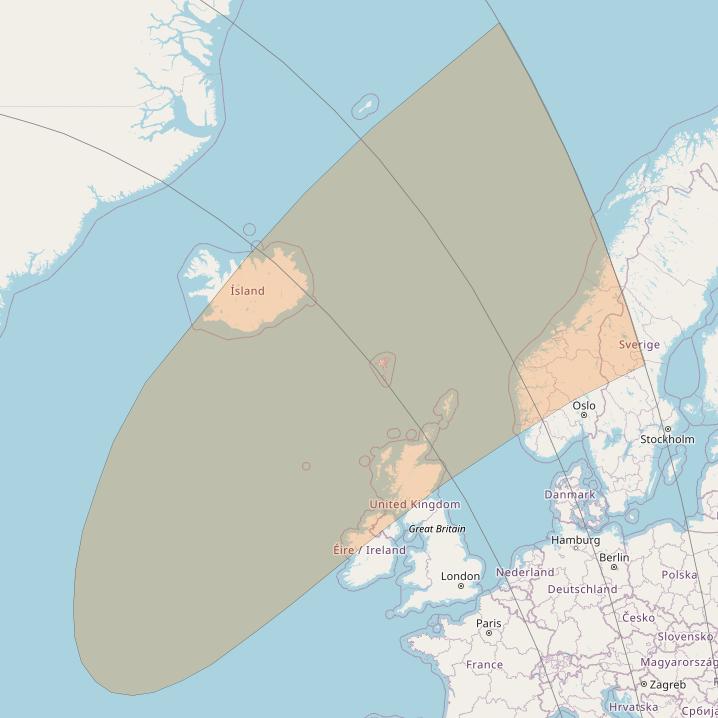 Inmarsat GX2 at 55° W downlink Ka-band S67DL Spot beam coverage map