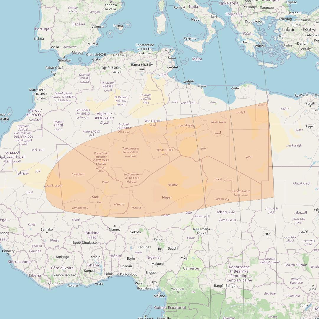 Inmarsat GX2 at 55° W downlink Ka-band S87DL Spot beam coverage map