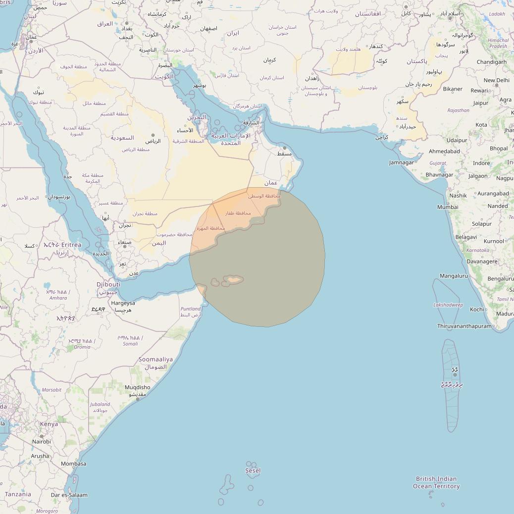 Inmarsat GX4 at 56° E downlink Ka-band S45DL Spot beam coverage map