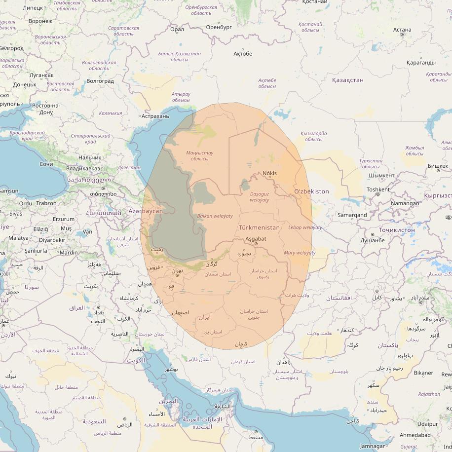 Inmarsat GX4 at 56° E downlink Ka-band S47DL Spot beam coverage map