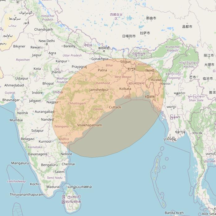 Inmarsat GX4 at 56° E downlink Ka-band S73DL Spot beam coverage map