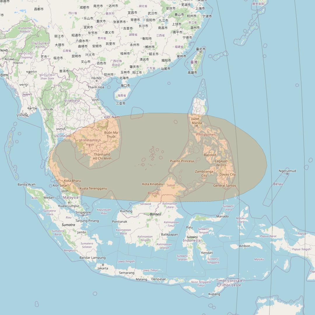 Inmarsat GX4 at 56° E downlink Ka-band S86DL Spot beam coverage map