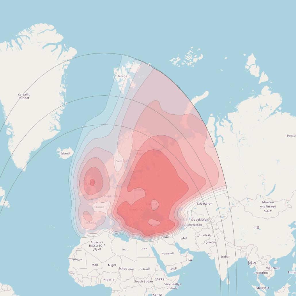 Astra 4A at 5° E downlink Ku-band Europe FSS Beam coverage map