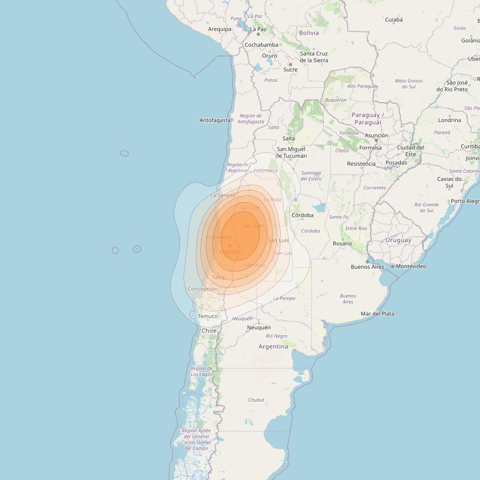 Amazonas 3 at 61° W downlink Ka-band Spot FW6D - Bogota forward beam coverage map