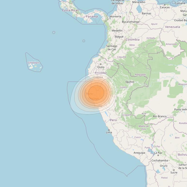 Amazonas 3 at 61° W downlink Ka-band Spot FW8D - Lima forward beam coverage map