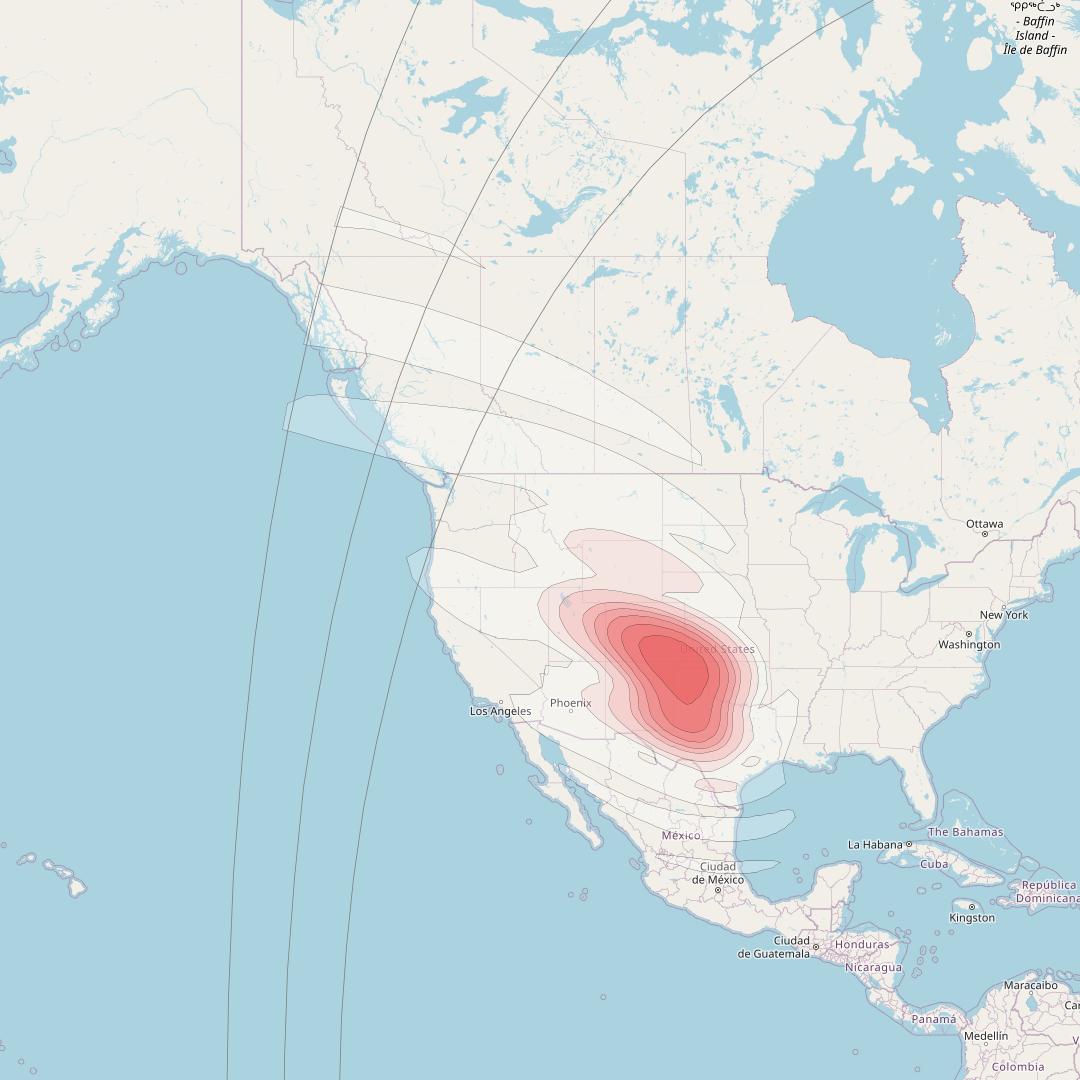 Echostar 16 at 61° W downlink Ku-band Spot SP17 beam coverage map