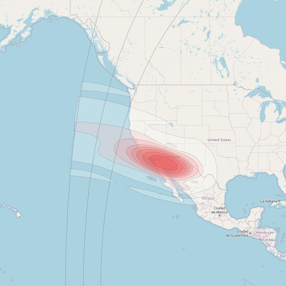 Echostar 16 at 61° W downlink Ku-band Spot SP19 beam coverage map