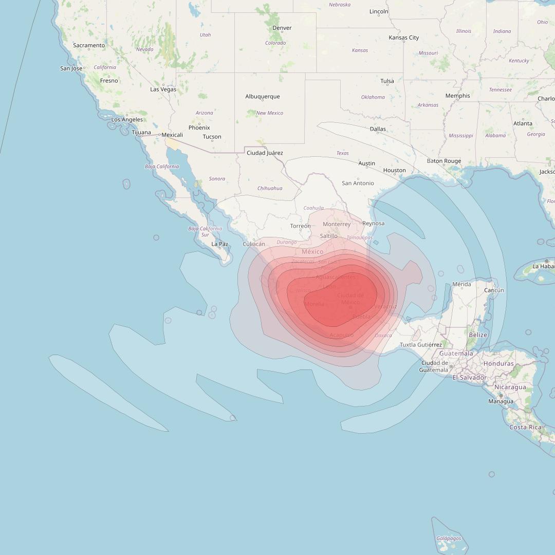 Echostar 16 at 61° W downlink Ku-band Spot SP26 beam coverage map