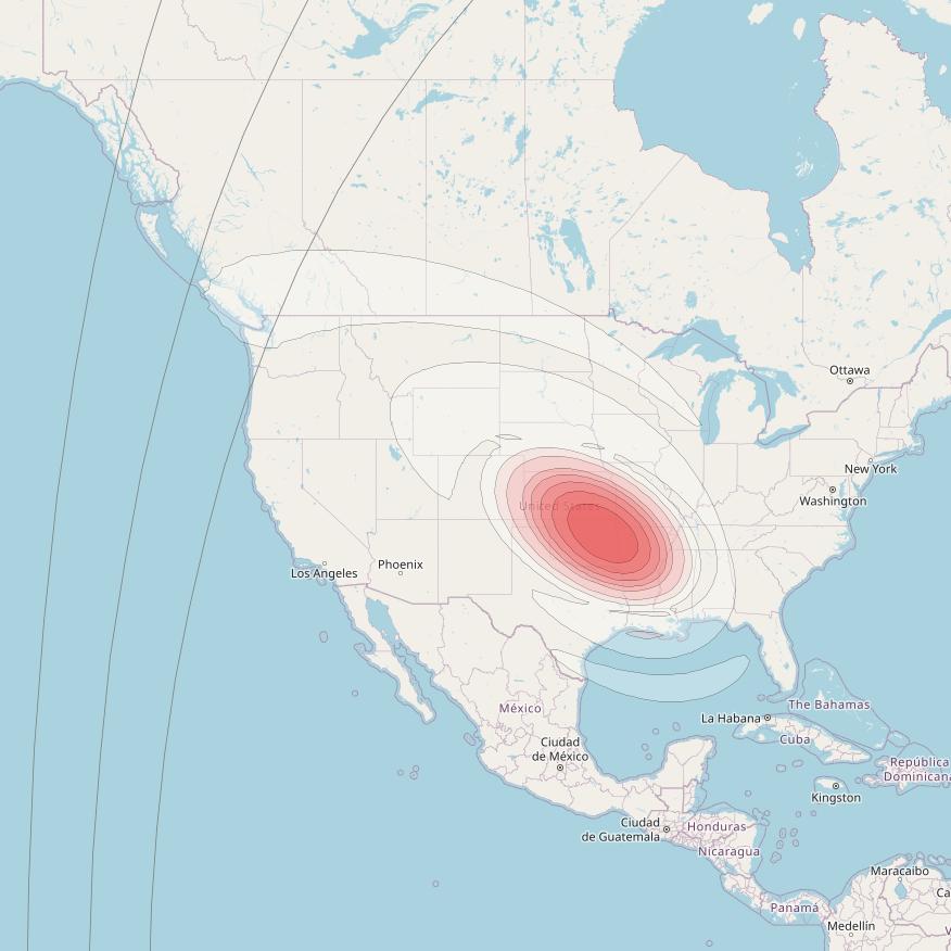 Echostar 16 at 61° W downlink Ku-band Spot SP37 beam coverage map