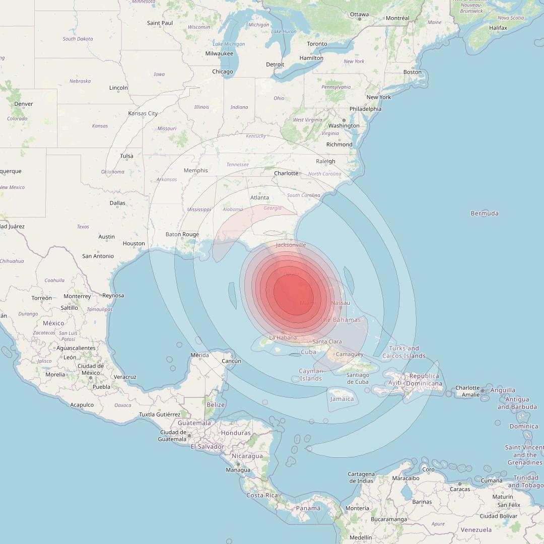 Echostar 16 at 61° W downlink Ku-band Spot SP41 beam coverage map