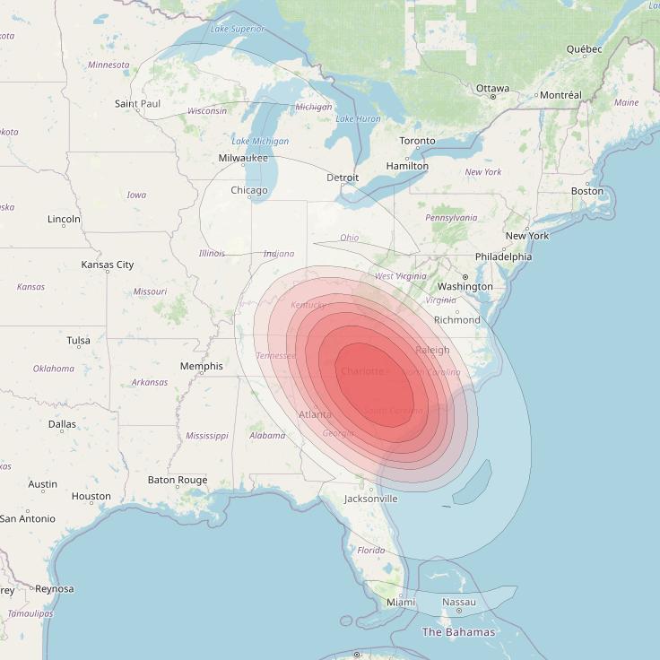 Echostar 16 at 61° W downlink Ku-band Spot SP56 beam coverage map