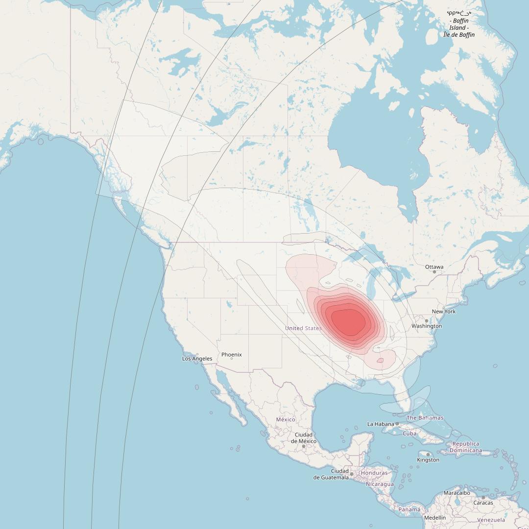 Echostar 16 at 61° W downlink Ku-band Spot SP61 beam coverage map