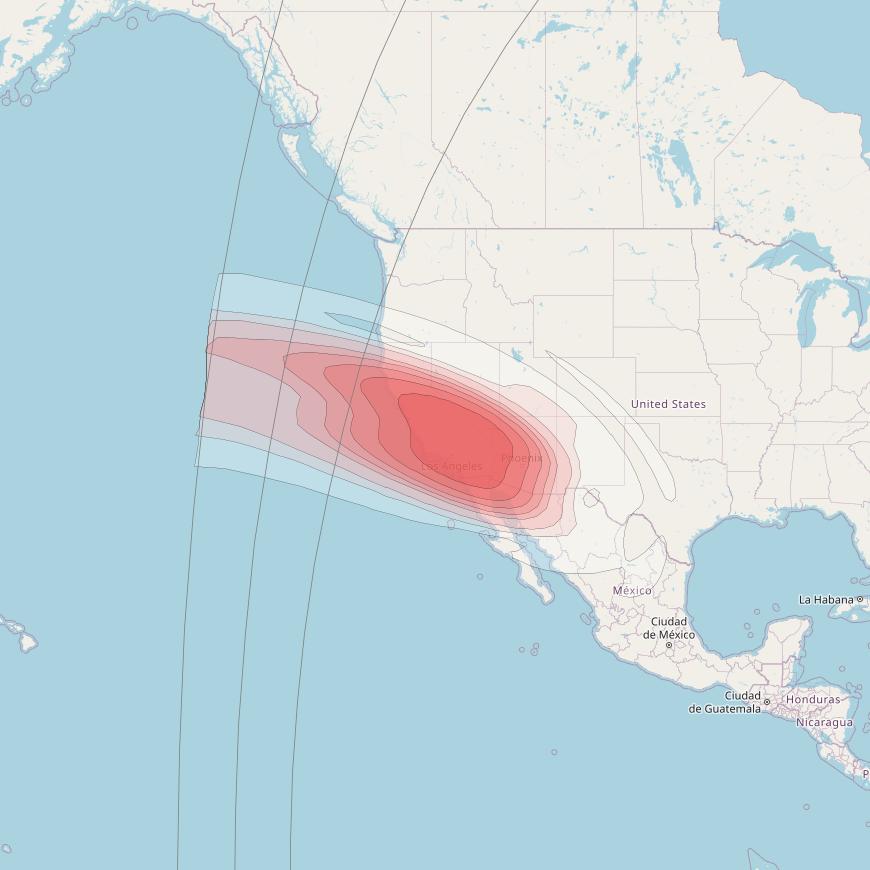 Echostar 16 at 61° W downlink Ku-band Spot SP69 beam coverage map