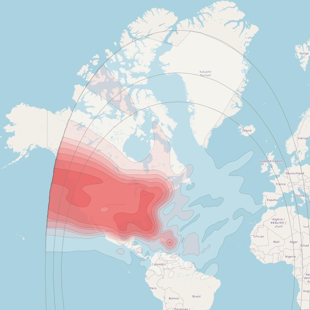 Echostar 15 at 61° W downlink Ku-band TEL CONUS plus beam coverage map