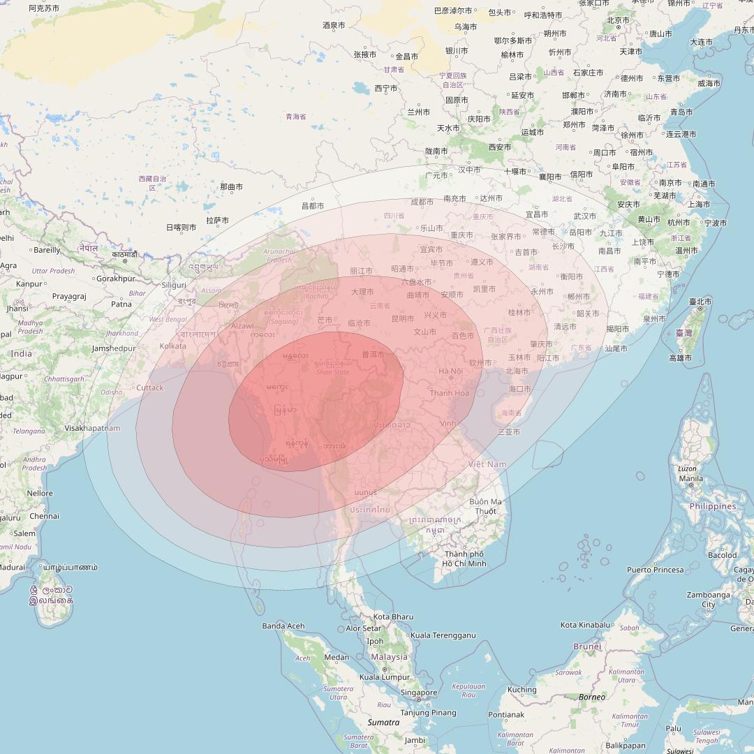 Intelsat 39 at 62° E downlink Ku-band Spot 3 beam coverage map