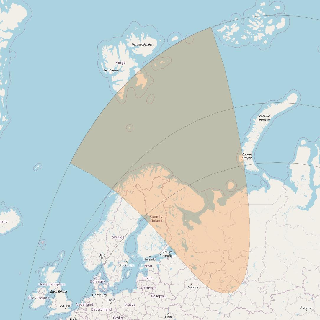 Inmarsat GX1 at 63° E downlink Ka-band S38DL Spot beam coverage map