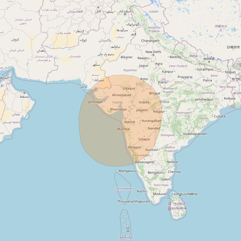 Inmarsat GX1 at 63° E downlink Ka-band S55DL Spot beam coverage map