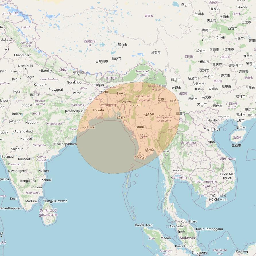 Inmarsat GX1 at 63° E downlink Ka-band S73DL Spot beam coverage map