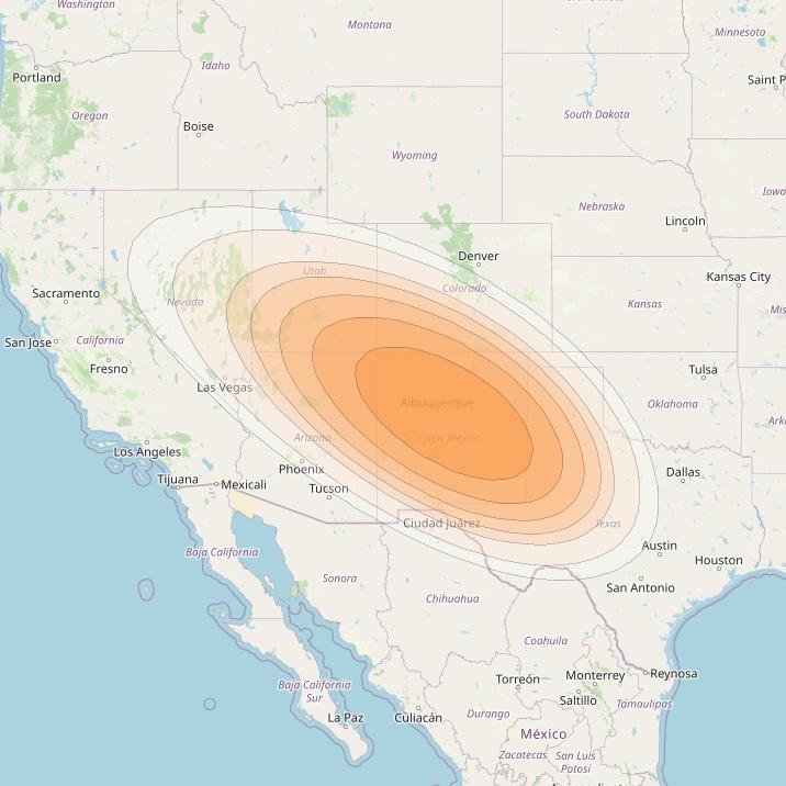 Telstar 19V at 63° W downlink Ka-band Albuquerque Gateway beam coverage map