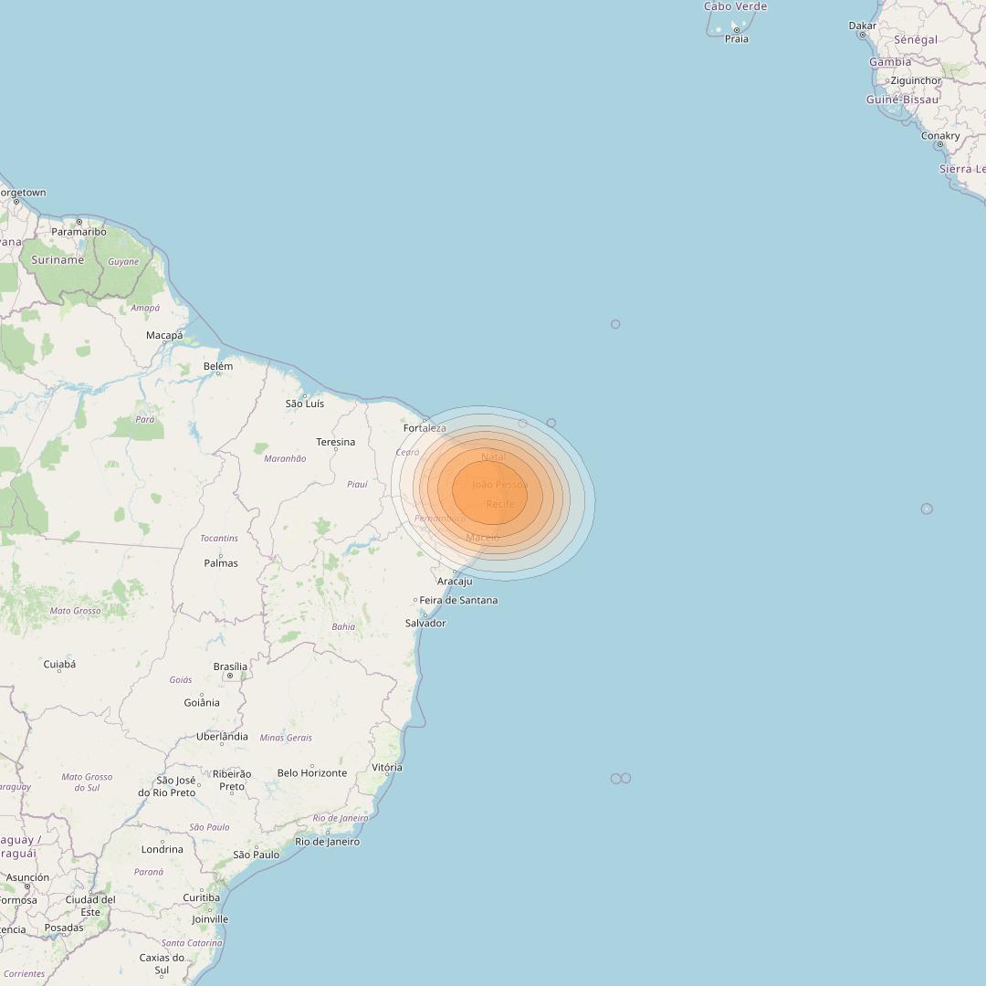 Telstar 19V at 63° W downlink Ka-band Campina Grande Gateway beam coverage map