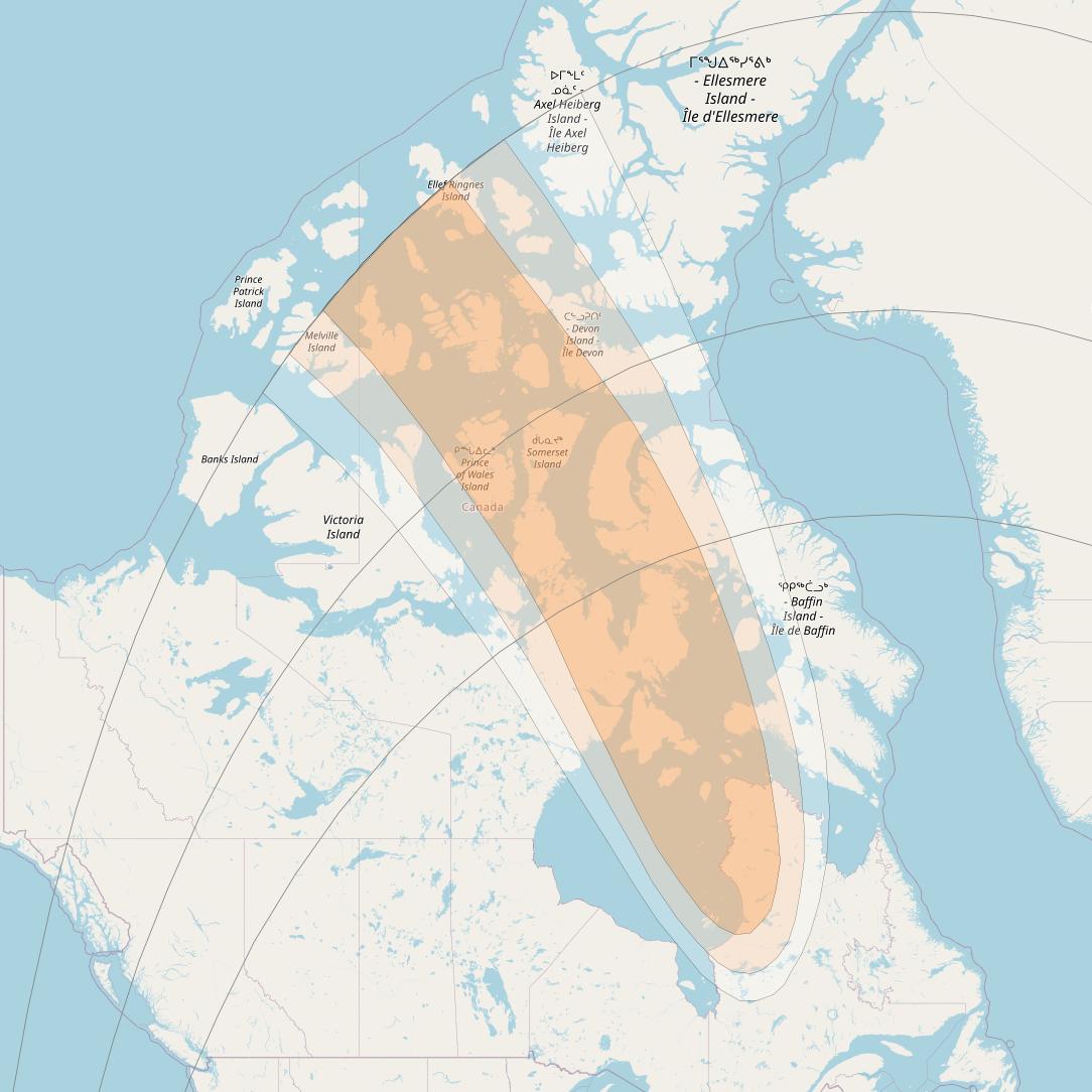 Telstar 19V at 63° W downlink Ka-band CDN2 Spot beam coverage map