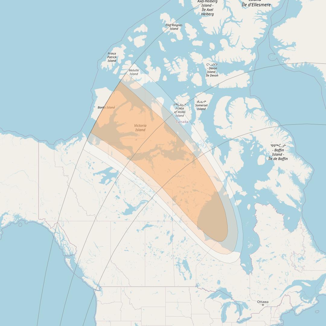 Telstar 19V at 63° W downlink Ka-band CDN3 Spot beam coverage map