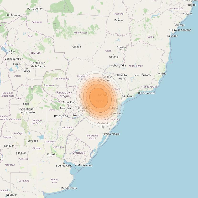 Telstar 19V at 63° W downlink Ka-band TX06 HTS Spot beam coverage map