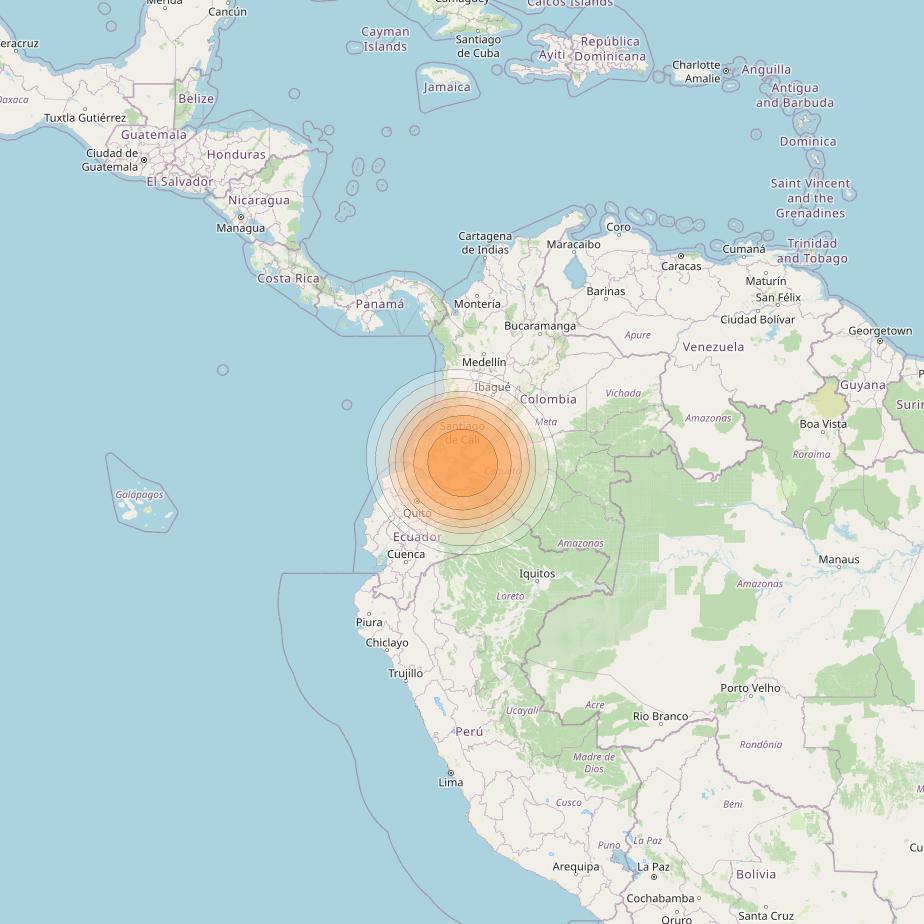 Telstar 19V at 63° W downlink Ka-band TX17 HTS Spot beam coverage map