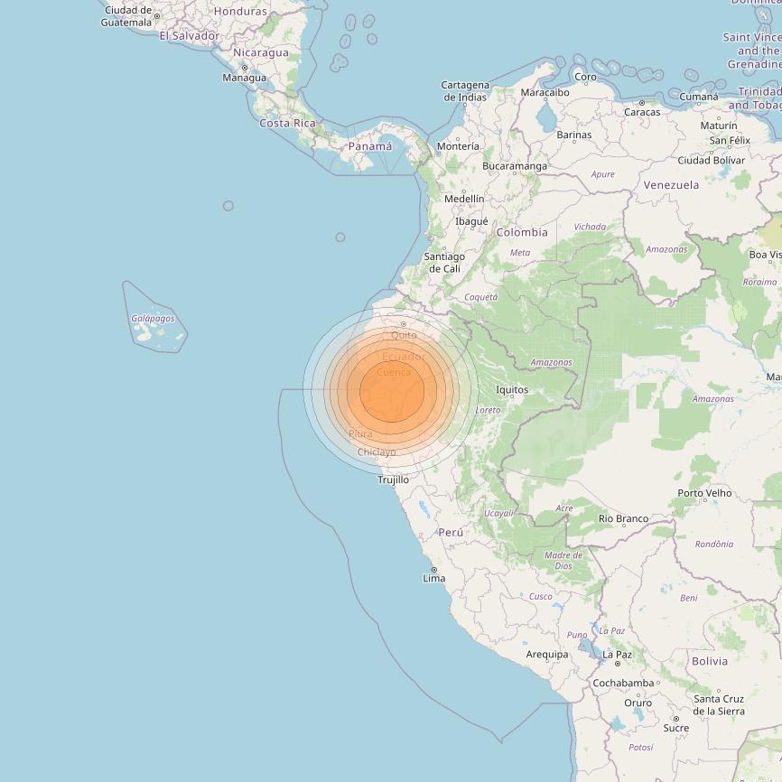 Telstar 19V at 63° W downlink Ka-band TX19 HTS Spot beam coverage map