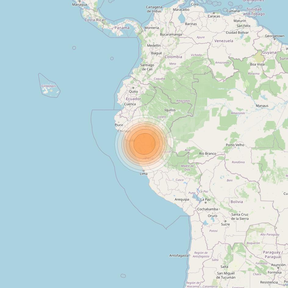 Telstar 19V at 63° W downlink Ka-band TX21 HTS Spot beam coverage map