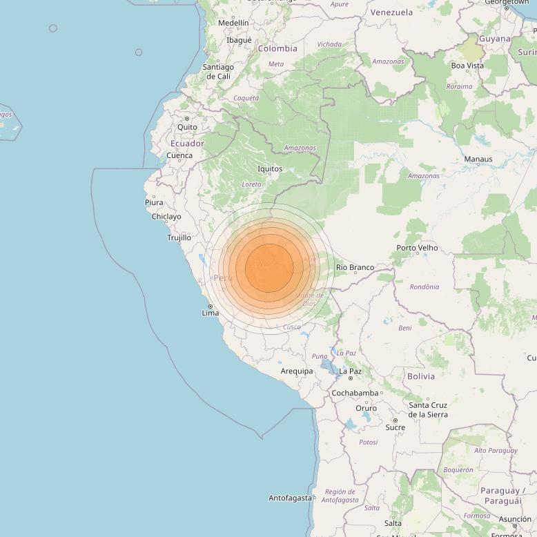 Telstar 19V at 63° W downlink Ka-band TX22 HTS Spot beam coverage map