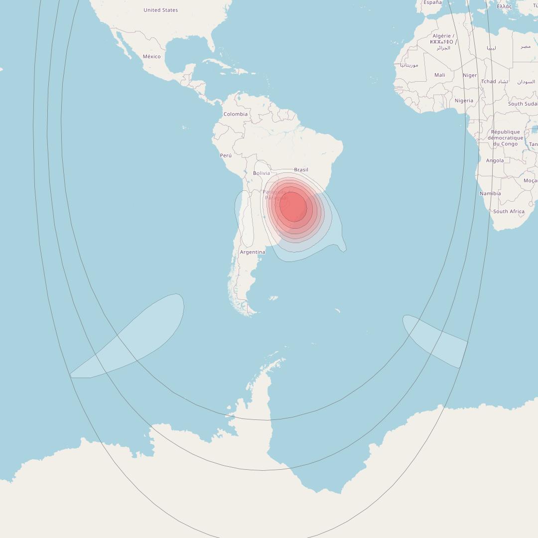 Telstar 19V at 63° W downlink Ku-band S4TX HTS Spot beam coverage map